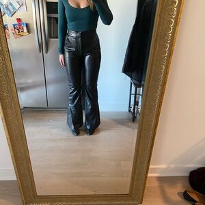 Abercrombie & Fitch Black Flare Leather Pants